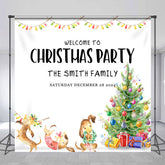 Aperturee - Custom Name Xmas Tree Family Christmas Backdrop